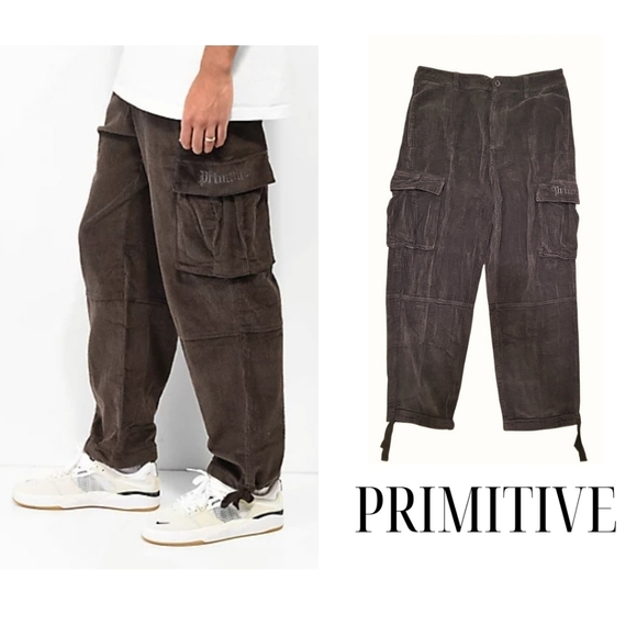 Primitive Genesis Brown Corduroy Cargo Pants Size 32 - Picture 1 of 15